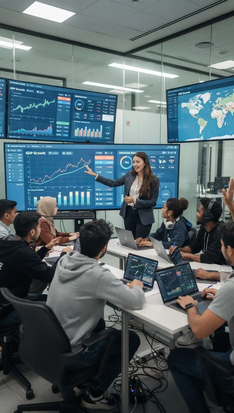 Eine Grafik, die das Zusammenspiel zwischen Mikro- und Makroökonomie veranschaulicht.