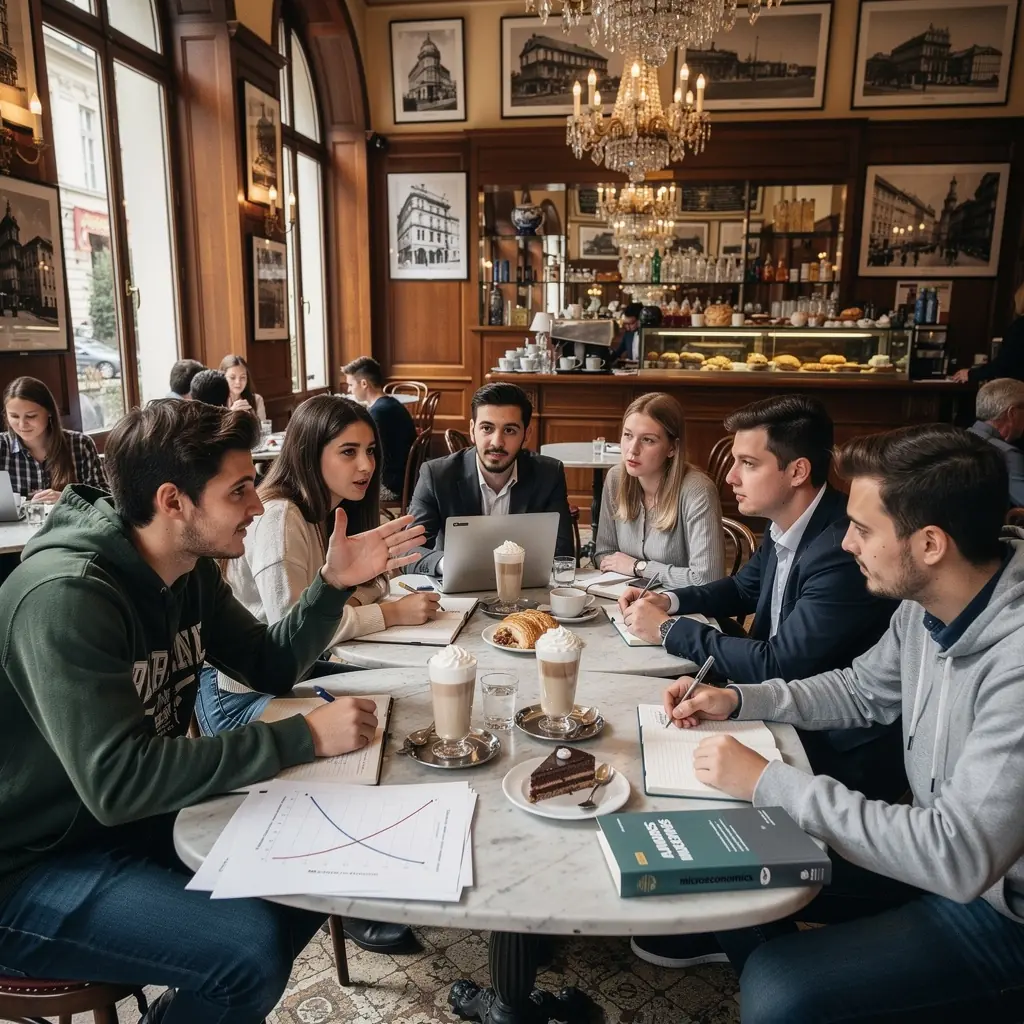 Ein Bild von einem digitalen Klassenzimmer mit Studierenden, die an einem Mikroökonomie-Kurs teilnehmen.